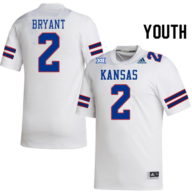 Youth #2 Cobee Bryant Kansas Jayhawks College Football Jerseys Stitched Sale-White